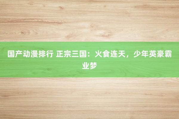 国产动漫排行 正宗三国：火食连天，少年英豪霸业梦