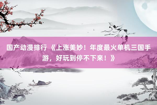 国产动漫排行 《上涨美妙！年度最火单机三国手游，好玩到停不下来！》