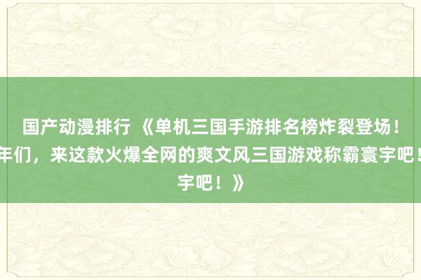 国产动漫排行 《单机三国手游排名榜炸裂登场！少年们，来这款火爆全网的爽文风三国游戏称霸寰宇吧！》